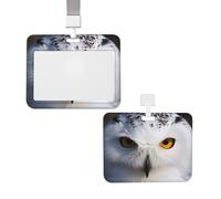 Snowy Owl Eyes Id Badge Holder with Lanyard Waterproof Key Card Holder Case Id Card Protector with Clear Id Window Name Tags for Women Men Work Office Doctor Nurse