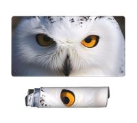 Snowy Owl Eyes Mouse Pad Large Desk Mat XL PU Leather Desk Pad Waterproof Gaming Mousepad Easy Clean Desk Protector Mat Keyboard Mats, Writing Pad for Office Home 29.5 x 16 in