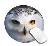 Snowy Owl Eyes Mouse Pad Waterproof Gaming Mousepad with Non-Slip Rubber Base Round Computer Mouse Mat for Office Latop Mousepads Washable Cloth Desk Pad 8 x 8 in
