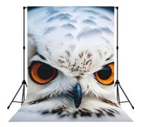 Snowy Owl Eyes Print 5×7ft Photo Backdrop, Seamless Background Cloth for Studio and Portrait Photography(No Stand)