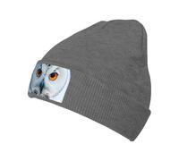 Snowy Owl Eyes Print Beanie Knit Hats,Cute Beanie Hat,Winter Knitted Hats Caps Skull Cap for Women Men Deep Heather