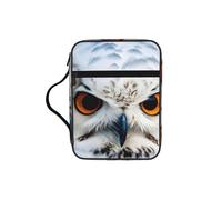 Snowy Owl Eyes Print Book Protector Holder Case, Study Bible Carrying Case With Multiple Internal Compartments