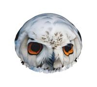 Snowy Owl Eyes Print Double Layer Waterproof Shower Cap Women Men Reusable Bath Hair Caps Elastic Band