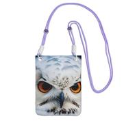 Snowy Owl Eyes Print Sling Bag For Men Women, Casual Mini Phone Purses, Anti-Theft Phone Bag, For Hiking Travel, Purple, One Size