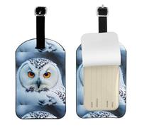 Snowy Owl Eyes Printed Leather Luggage Tag, Durable Baggage Identifier, Soft PU ID Label, for Business Travel