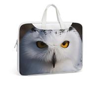Snowy Owl Eyes Printed Leather Shoulder Messenger Bag Briefcase for Men Women Travel Business Office Hangbag Laptop Pack Crossbody
