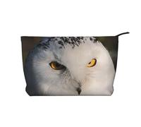 Snowy Owl Eyes Printed Make up Bag for Women Corduroy Makeup Bags Zipper Travel Cosmetic Bags Pouch Organizer