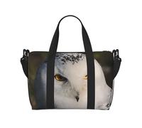 Snowy Owl Eyes Printed Travel Duffel Bag for Women Men - Weekend Overnight Bags with Adjustable Shoulder Strap and Handle