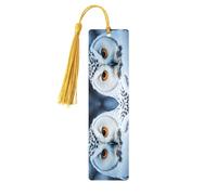 Snowy Owl Eyes Tassel Bookmarks Set for Women, 5 Pc Wooden Book Study Supplies Accessories for Reading