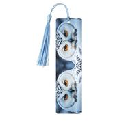 Snowy Owl Eyes Tassel Bookmarks Set for Women, 5 Pc Wooden Book Study Supplies Accessories for Reading