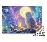 Snowy Owl Forest 1000 Piece Jigsaw Puzzle Paper for Adults Night Moon Scene Puzzle Game 38x26cm/1000pcs