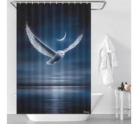 Snowy Owl Guardian of The Crescent Sky Bath Shower Curtains Mildew Quick Drying Proof Resistant Modern Fabric Bathroom Decor Set for Home Bathroom Toile Hotel Decor 46.85x70.87Inch（119x180cm）