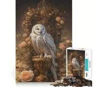 Snowy Owl in Floral Setting Jigsaw Puzzles 1000 Pieces for Teenagers Raise Memory Easy Leisure Clean Edge Xmas Surprise (38x52cm)