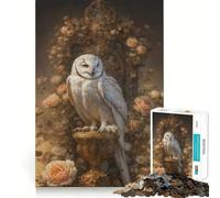 Snowy Owl in Floral Setting Jigsaw Puzzles for Adults1000 Piece Brain Teaser Home Leisure Image Assembly Birthday Gift (38x26cm)