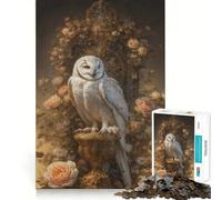 Snowy Owl in Floral Setting Jigsaw Puzzles for Adults1000 Piece Mind Skill Group Joy Quality Edge Art Collection Piece (50x75cm)