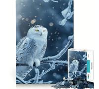 Snowy Owl in Winter 1000 Pieces Jigsaw Puzzles for Adults Mind Exercise Toy Relax Time Precision Cut Stylish Gift (38x26cm)