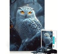 Snowy Owl in Winter Forest 1000 Pieces Jigsaw Puzzles for Teenagers Memory Upgrade Casual Relax Sharp Cut Art Display (38x52cm)