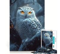 Snowy Owl in Winter Forest Jigsaw Puzzle for Teenagers 1000 Pieces Reason Skill Toy Calming Play Exact Cut Perfect Present (50x75cm)