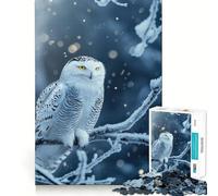 Snowy Owl in Winter Hard Jigsaw Puzzle for Adults 1000 Pieces Mind Challenge Toy Gentle Leisure Precise Cut Memorable Gift (50x75cm)
