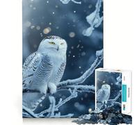 Snowy Owl in Winter Jigsaw Puzzle 1000 Piece for Adults Mind Game Toy Peaceful Fun Neat Cut Art Collection Piece (38x52cm)