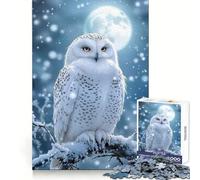 Snowy Owl in Winter Night Hard Jigsaw Puzzle for Adults 1000 Pieces Mind Challenge Toy Gentle Leisure Precise Cut Memorable Gift (50x75cm)