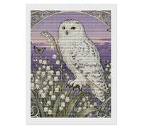 Snowy Owl Lily Valley 5D Diamond Art Kits for Adults Personalized Large Diamond Art DIY Full Drill Diamonds Dot Crystal Rhinestone Diamonds Painting Round Gem Art Kit for Home Wall Decor 12x16