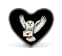 Snowy Owl Messenger Elegant Lapel Tie Pin Heart Buttons Brooch Badge Pin Jewelry for Clothes Hat Accessories