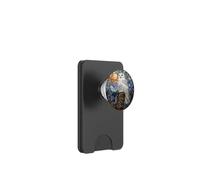 Snowy Owl Moonlight Round Art PopSockets PopWallet for MagSafe