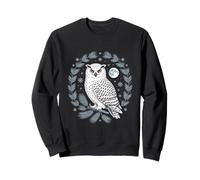 Snowy Owl Moonlit Forest Night Cottagecore Wreath Sweatshirt