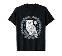 Snowy Owl Moonlit Forest Night Cottagecore Wreath T-Shirt