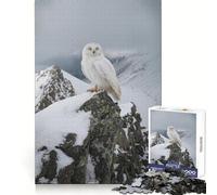Snowy Owl on Mountain Peak Hard Jigsaw Puzzle for Adults 1000 Pieces Improve Memory Relaxed Mind Sharp Edge Stylish Gift (38x26cm)