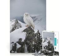 Snowy Owl on Mountain Peak Jigsaw Puzzles for Adults1000 Pieces Memory Boost Together Fun Image Assembly Art Collectible (50x75cm)
