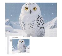 Snowy Owl on Snowfield Jigsaw Puzzle 1000 PCS Challenging Fun Puzzles Wooden Jigsaw Puzzles for Adults Families