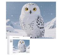 Snowy Owl on Snowfield Jigsaw Puzzle 500 PCS Challenging Fun Puzzles Wooden Jigsaw Puzzles for Adults Families