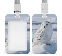 Snowy Owl on The Ice Retractable ID Badge Holder with Lanyard - Vertical Badge Reel,Keychain Clip,Name Tag Id Card Holder Protector for Nurse Officer Teacher Security Staff Women Men