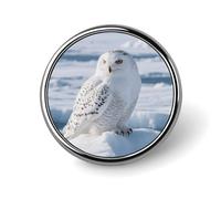 Snowy Owl on The Ice Round Lapel Pins Backpack Pin Cute Brooch Decoration Brooches for Women Men Fashion Button Badges for Hat Backpacks Purses Jackets Shirt Suit