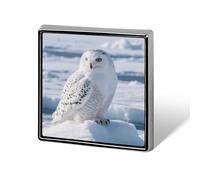 Snowy Owl on The Ice Square Lapel Pins Backpack Pin Cute Brooch Decoration Brooches for Women Men Fashion Button Badges for Hat Backpacks Purses Jackets Shirt Suit