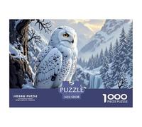 Snowy Owl Perch Recycled Paper Jigsaw Puzzles 1000 Pieces - Snow Leopard Camouflaged in Snow Suitable for Wall Decompression Educational Game52x38cm/1000pcs