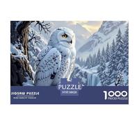 Snowy Owl Perch Wall Decoration And Gifts 1000 Pieces Puzzle -Snow Leopard Camouflaged in Snow Recycled Paper Fun And Challenging Family Game38x26cm/1000pcs