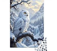 Snowy Owl Perch1000pc Cardboard Owl Trees Jigsaw Puzzle Multi Pack Adult Couple Partners Ultra Difficult Puzzle Wall Decoration Best Gift 52x38cm/1000pcs