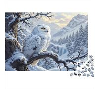 Snowy Owl Perched 1000 Piece Premium Cardstock Jigsaw Puzzle for Couple Partners, Concentration Training, Indoor Leisure Fun, Perfect Housewarming Gift for New Home 52x38cm/1000pcs