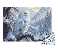 Snowy Owl Perched 1000 Piece Puzzles Colorful Snowy Owl Mountain Wall Decoration Decompression Jigsaw for Men And Women Challenging Puzzles Jigsaw Puzzles for Adults 70x50cm/1000pcs
