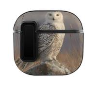 Snowy Owl Perched on A Rock Hard Shell Case Skin Accessories Cover with Secure Lock Clip Compatible with AirPods 4
