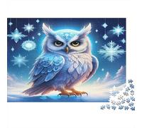 Snowy Owl Perched on Branch Under Full Moon 1000 Pc Sturdy Cardboard Classic Jigsaw Puzzle for Adults & Kids 12+, Stress Relief Puzzle, Decompression & Wall Decor, Ultimate Relaxation Gift 38x26cm/10