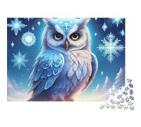 Snowy Owl Perched on Branch Under Full MoonJigsaw Puzzle Animal Child Educational Game Wall Decor Safe for Toddlers 1000 Pieces 70x50cm/1000pcs
