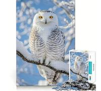 Snowy Owl Perched on Snowy Branch 1000 Pieces Jigsaws Adults Puzzles Brain Workout Toy Soft Relax Image Assembly Lovely Present (38x52cm)