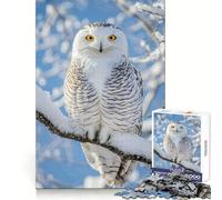 Snowy Owl Perched on Snowy Branch 1000 Pieces Jigsaws Adults Puzzles Brain Workout Toy Soft Relax Image Assembly Lovely Present (38x52cm)