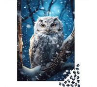 Snowy Owl Perched Tree Jigsaw Puzzles for Adults Animal Puzzles 1000 Jigsaws Brain Challenge for Adults Gifts 70x50cm/1000pcs