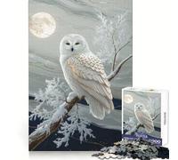 Snowy Owl Perched Under Moonlight Jigsaw 1000 Pieces for Teenagers Strengthen Memory Relaxing Fun Smooth Edge Santa Wish List (38x26cm)