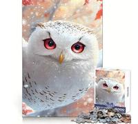 Snowy Owl Portrait Animal 1000 Pieces Jigsaw Puzzles for Adults Mind Exercise Toy Relax Time Precision Cut Stylish Gift (38x26cm)